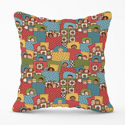 Warren Reed Designer Hand Drawn Sleeping Doodle Faces Cushions 45Cm X 45Cm from B&Q