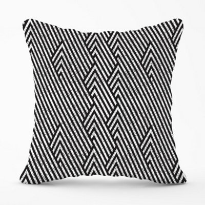 Warren Reed Designer Oblique Black Grunge Pattern Cushions 60Cm X 60Cm from B&Q