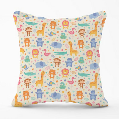 Warren Reed Designer Cute Pastel Jungle Animals Cushions 45Cm X 45Cm from B&Q