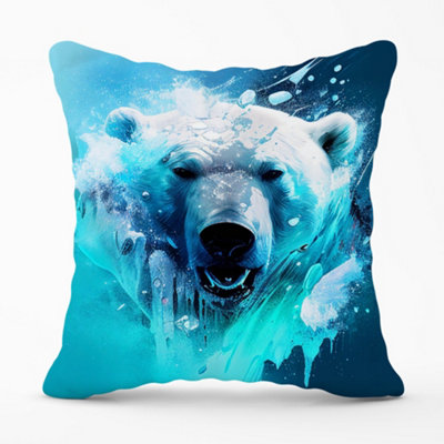 Warren Reed Designer Polar Bear Face Splashart Cushions 45Cm X 45Cm from B&Q