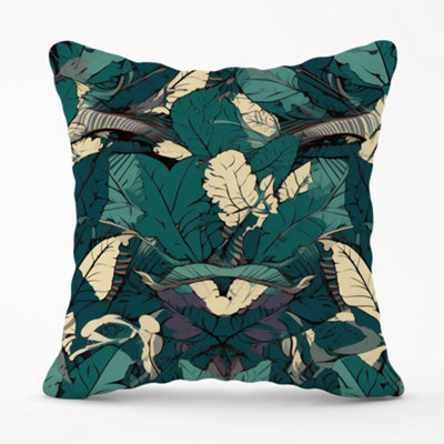 Warren Reed Designer Green Beige Tropical Leaves Cushions 45Cm X 45Cm from B&Q