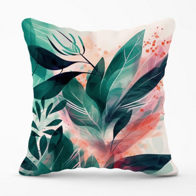 Warren Reed Designer Green Feather Leaves Tropical Cushions 45Cm X 45Cm from B&Q