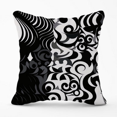 Warren Reed Designer Black Grey Abstract Cushions 45Cm X 45Cm from B&Q