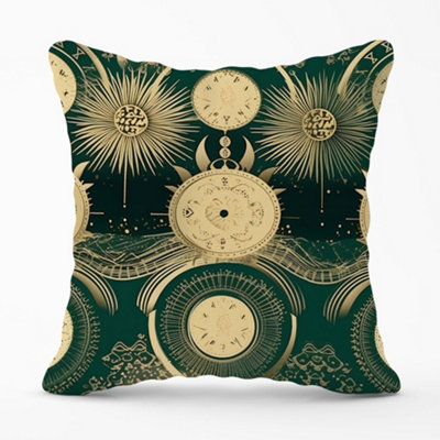 Warren Reed Designer Green Moon And Sun Abstract Pattern Cushions 45Cm X 45Cm from B&Q