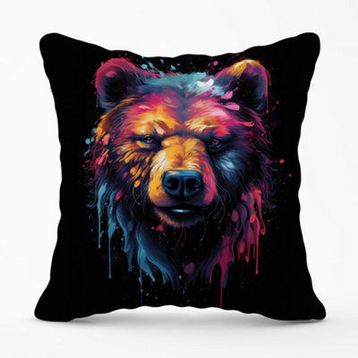 Warren Reed Designer Splashart Bear Face Cushions 45Cm X 45Cm from B&Q