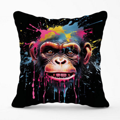 Warren Reed Designer Multi Coloured Monkey Face Splashart Cushions 45Cm X 45Cm from B&Q