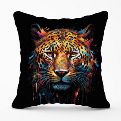 Warren Reed Designer Splashart Leopard Face Cushions 45Cm X 45Cm from B&Q