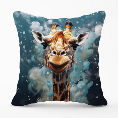 Warren Reed Designer Splashart Giraffe Face Cushions 45Cm X 45Cm from B&Q