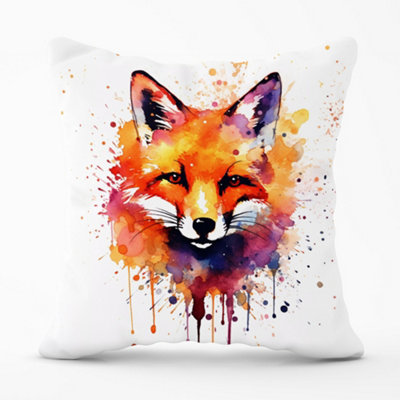 Warren Reed Designer Watercolour Splashart Fox Face Cushions 45Cm X 45Cm from B&Q