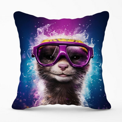 Warren Reed Designer Splashart Ferret Purple Cushions 45Cm X 45Cm from B&Q