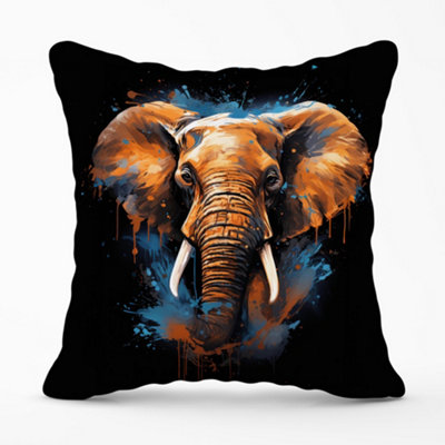 Warren Reed Designer Splashart Elephant Blue Cushions 45Cm X 45Cm from B&Q
