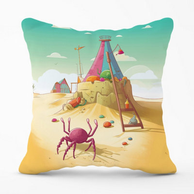 Warren Reed Designer Crab On A Beach Holiday Cushions 45Cm X 45Cm from B&Q