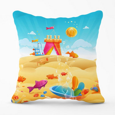 Warren Reed Designer Fishes On A Beach Holiday Cushions 45Cm X 45Cm from B&Q