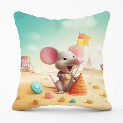 Warren Reed Designer A Mouse On A Beach Holiday Cushions 45Cm X 45Cm from B&Q