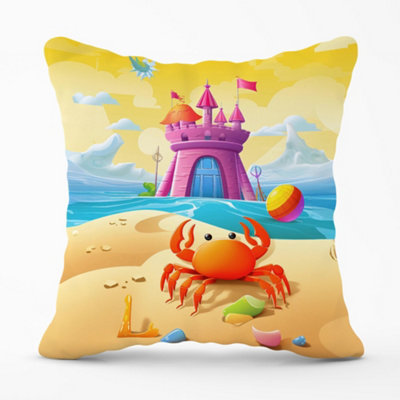 Warren Reed Designer Orange Crab On A Beach Holiday Cushions 45Cm X 45Cm from B&Q