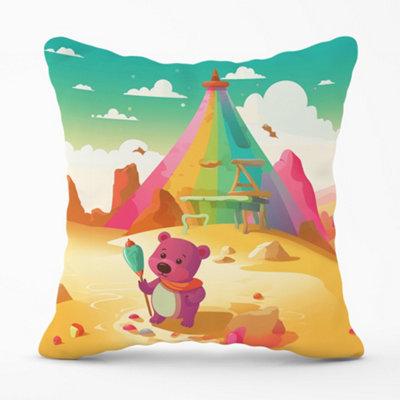 Warren Reed Designer Purple Bear On A Beach Holiday Cushions 45Cm X 45Cm from B&Q