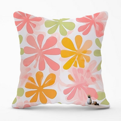 Warren Reed Designer Yellow And Pink Flowers Cushions 45Cm X 45Cm from B&Q