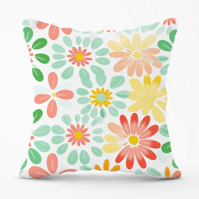 Warren Reed Designer Green And Yellow Flowers Cushions 45Cm X 45Cm from B&Q