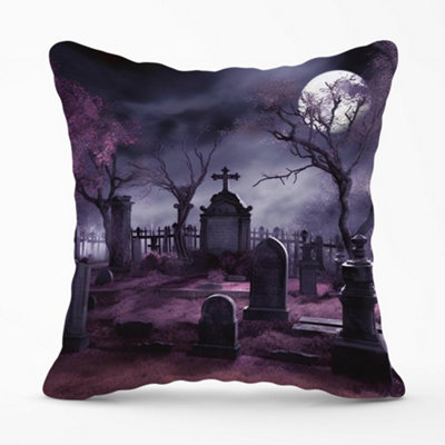 Warren Reed Designer Witchs Moonlit Cemetery Design Cushions 45Cm X 45Cm from B&Q