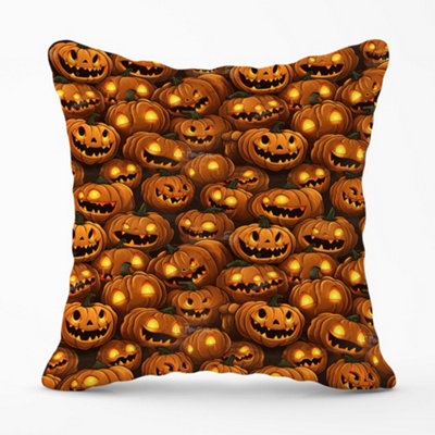 Warren Reed Designer Grinning Lanterns Pumpkins With Glowing Eyes Cushions 45Cm X 45Cm from B&Q