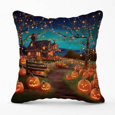 Warren Reed Designer Enchanted Hallowen Pumpkin Patch Cushions 45Cm X 45Cm from B&Q