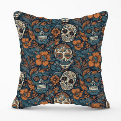 Warren Reed Designer Dia De Los Muertos Skulls Pattern Cushions 45Cm X 45Cm from B&Q