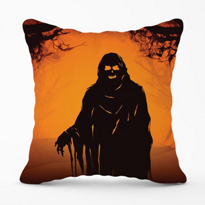 Warren Reed Designer A Spooky Black And Orange Ghost Cushions 45Cm X 45Cm from B&Q