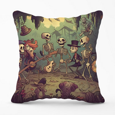 B&Q -  Cartoonish Skeletons Having A Party Cushions 45Cm X 45Cm