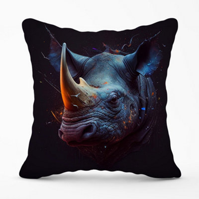 Warren Reed Designer Rhino Face Splashart Cushions 60Cm X 60Cm from B&Q