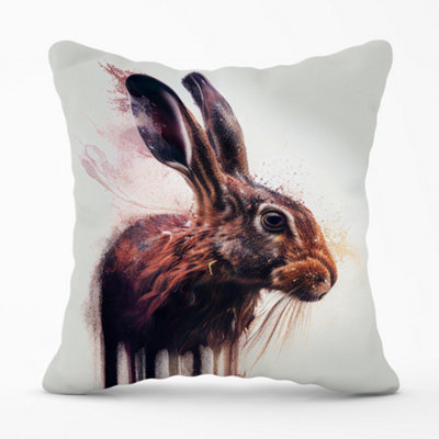 Warren Reed Designer Hare Face Splashart Cushions 60Cm X 60Cm from B&Q