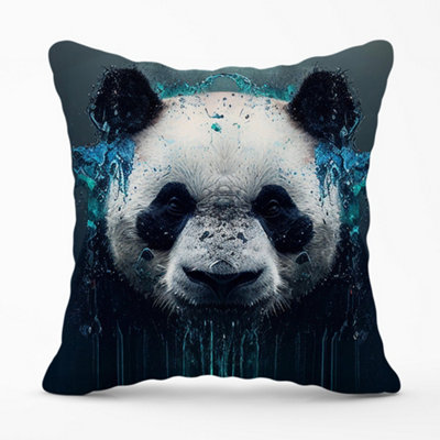 Warren Reed Designer Panda Face Splashart Dark Background Cushions 60Cm X 60Cm from B&Q