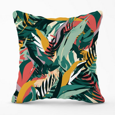 Warren Reed Designer Coloured Tropical Leaves Cushions 60Cm X 60Cm from B&Q