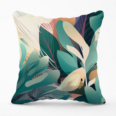 Warren Reed Designer Abstract Tropical Leaves Cushions 60Cm X 60Cm from B&Q