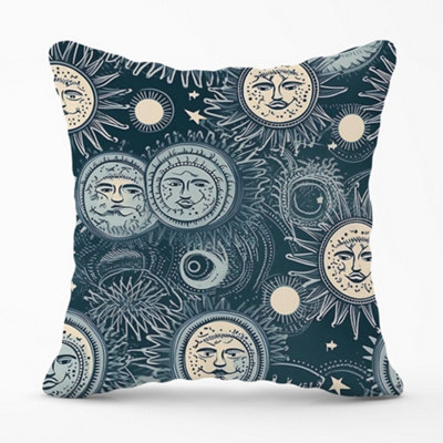 Warren Reed Designer Silver Blue Moon And Stars Cushions 60Cm X 60Cm from B&Q