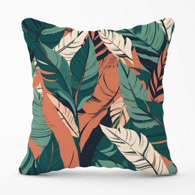 Warren Reed Designer Autumn Tropical Leaves Cushions 60Cm X 60Cm from B&Q