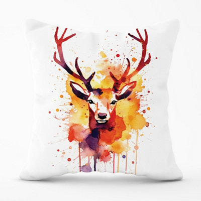 Warren Reed Designer Watercolour Stag Face Cushions 60Cm X 60Cm from B&Q