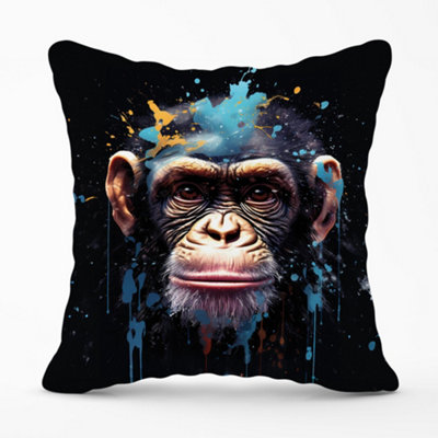 Warren Reed Designer Monkey Face Splashart With Blue Cushions 60Cm X 60Cm from B&Q