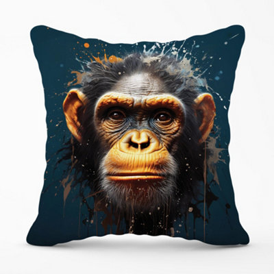 Warren Reed Designer Splashart Realistic Monkey Face Cushions 60Cm X 60Cm from B&Q