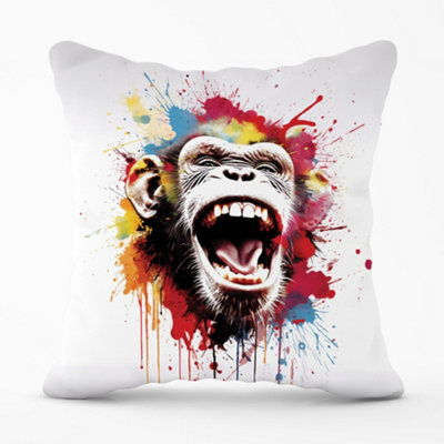 Warren Reed Designer Coloured Splashart Crazy Monkey Face Cushions 60Cm X 60Cm from B&Q