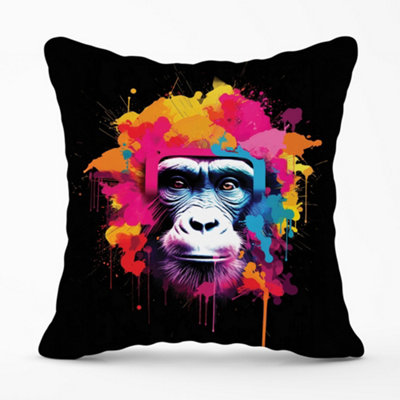 Warren Reed Designer Multi Coloured Monkey Face Cushions 60Cm X 60Cm from B&Q