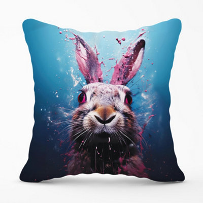 Warren Reed Designer Rabbit Face Splashart Cushions 60Cm X 60Cm from B&Q