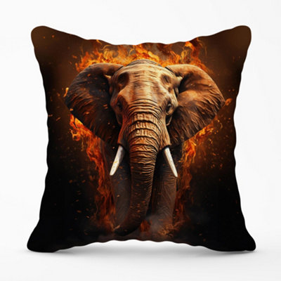 Warren Reed Designer Splashart Elephant And Fire Cushions 60Cm X 60Cm from B&Q