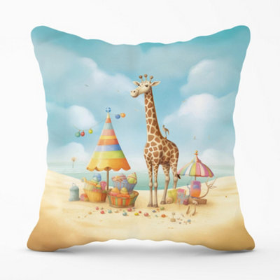 Warren Reed Designer Giraffe On A Beach Holiday Cushions 60Cm X 60Cm from B&Q
