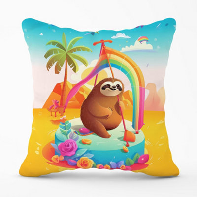 Warren Reed Designer Sloth On A Beach Holiday Cushions 60Cm X 60Cm from B&Q