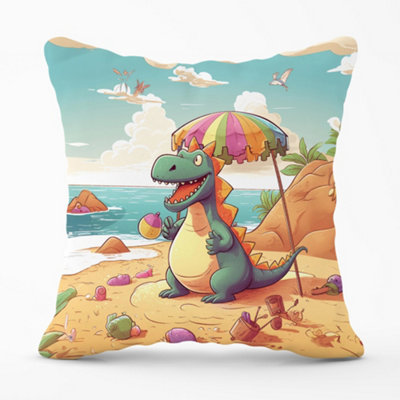 Warren Reed Designer Dragon On A Beach Holiday Cushions 60Cm X 60Cm from B&Q