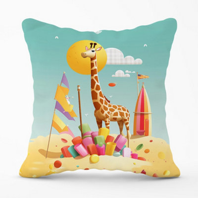 Warren Reed Designer A Giraffe On A Beach Holiday Cushions 60Cm X 60Cm from B&Q