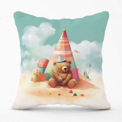 Warren Reed Designer A Bear On A Beach Holiday Cushions 60Cm X 60Cm from B&Q