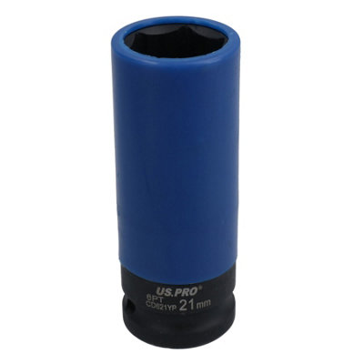 B&Q -  21mm Double Deep Impact Metric Alloy Wheel Nut Socket Thin Walled 1/2In Drive