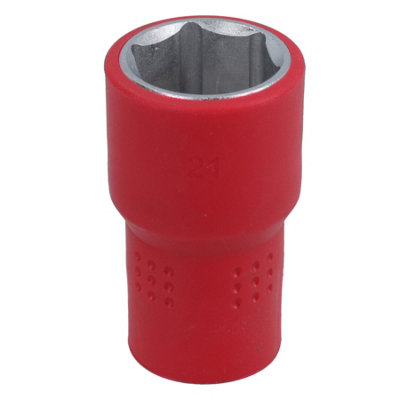 Ab Tools 21Mm 1/2In Drive Vde Insulated Shallow Metric Socket 6 Sided Single Hex 1000 V