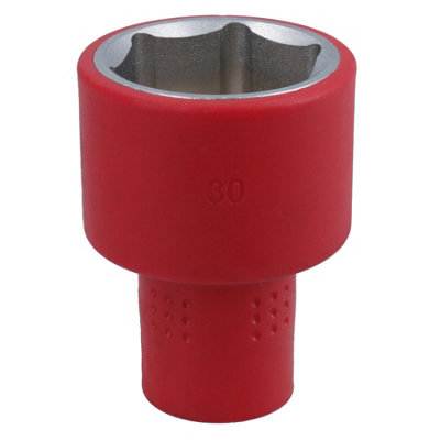 Ab Tools 30Mm 1/2In Drive Vde Insulated Shallow Metric Socket 6 Sided Single Hex 1000 V